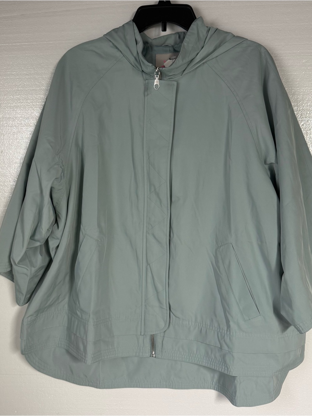 Isaac Mizrahi Utility Jacket Size XL Sage Green Water Resistant Full Zip Hooded